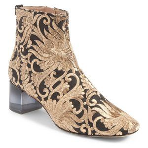 $550 TORY BURCH Carlotta Embroidered Bootie ROCOCO SWIRLS SATIN LUXE 7 (M32)